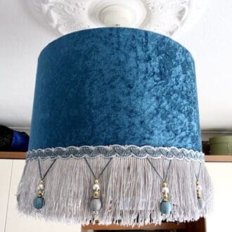 Teal Velvet Drum Lampshade The British Craft House