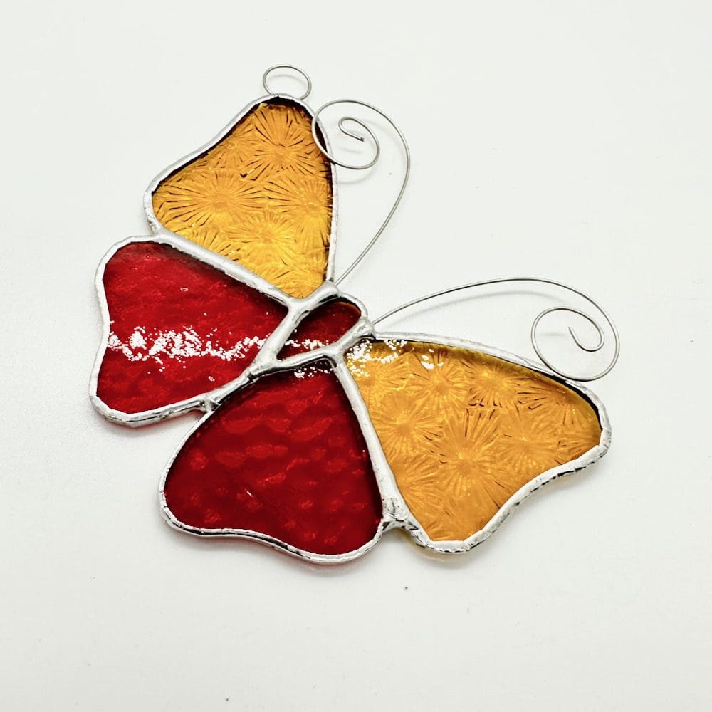 Butterfly Stained Glass Suncatcher Amber The British Craft House