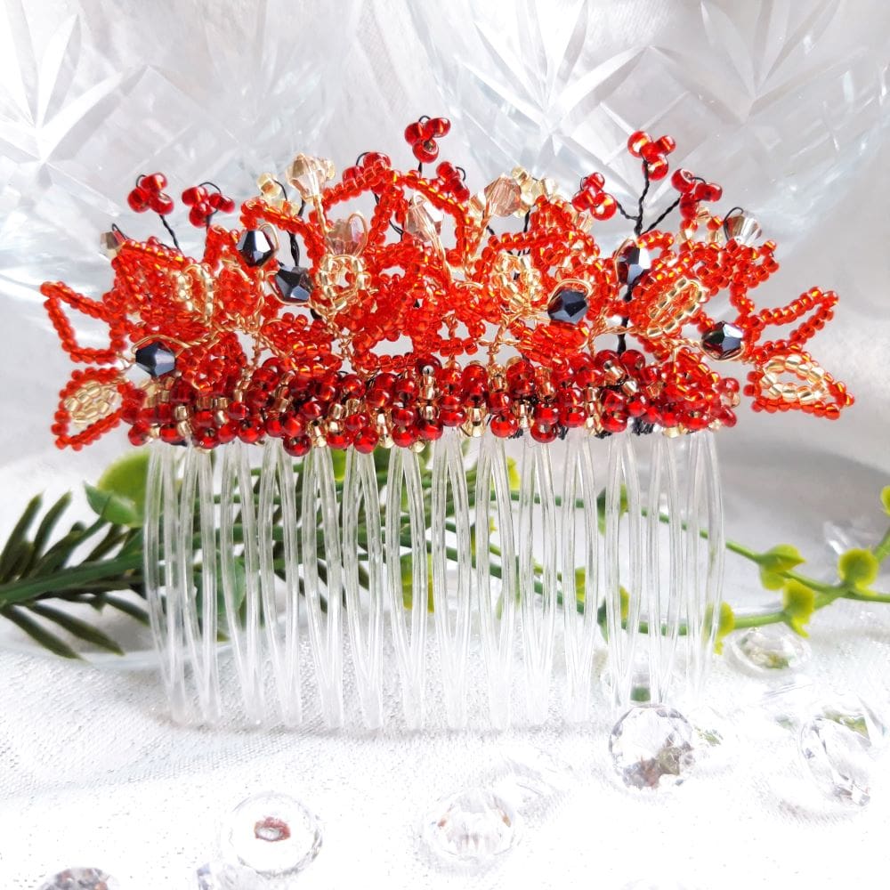 red and gold radiance hair comb