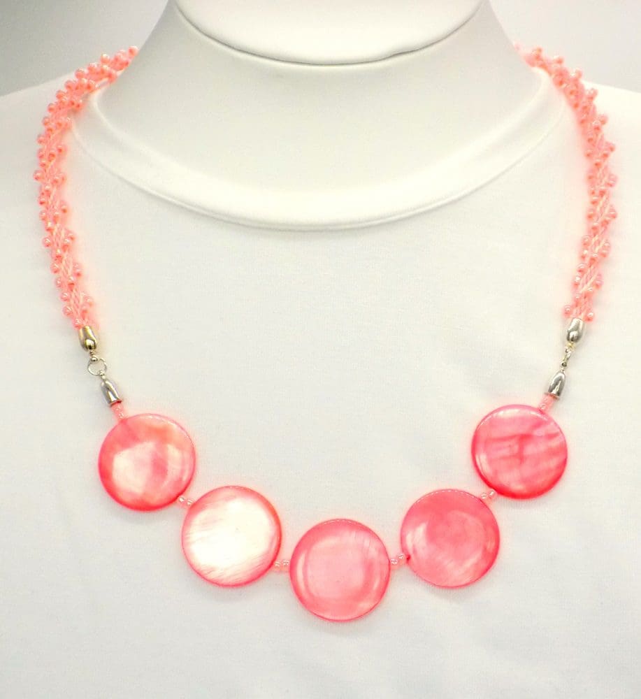 Kumihimo Coral Beaded Necklace