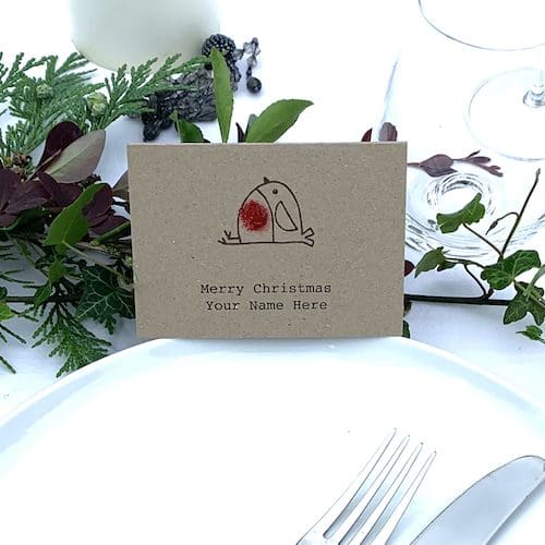 christmas placecard robin placesetting