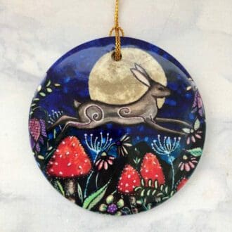 Hare & moon ceramic round
