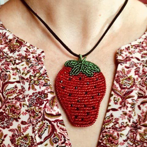 Louis Vuitton LV Fruits Strawberry Pendant Gold/Red in Gold Metal - US