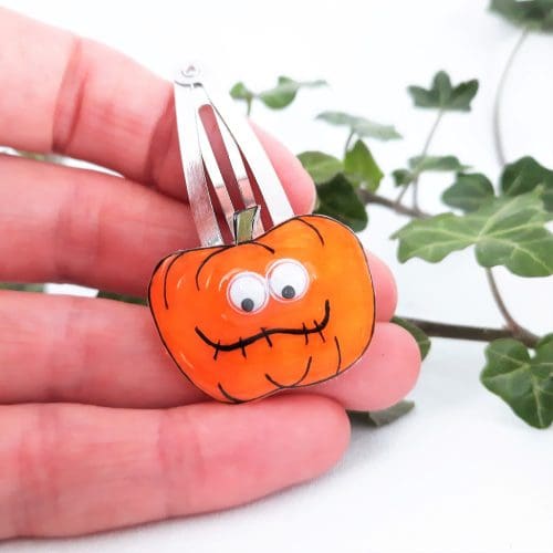 Cute Googly Eyed Halloween Pumpkin Hair Snap Clip The British