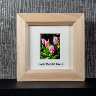 Pretty Pink Tulips, framed photograph with optional message including “Happy Mother’s Day. x” by Tracey at Pictures2Mixtures