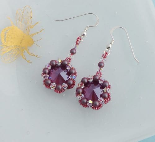 Burgundy Crystal Dangle Earrings - Sterling Silver | The British Craft ...
