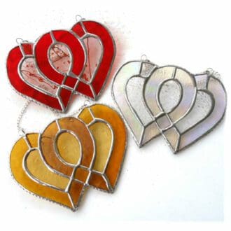 anniversary heart stained glass suncatcher entwined