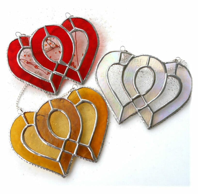 anniversary heart stained glass suncatcher entwined