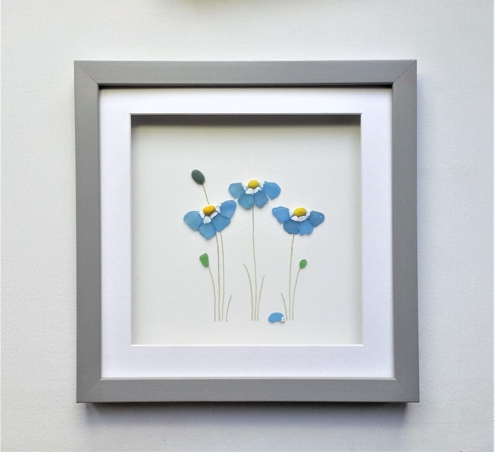 Forget Me Nots, Sea Glass Flowers, Floral Wall Decor, Unusual Gifts for ...