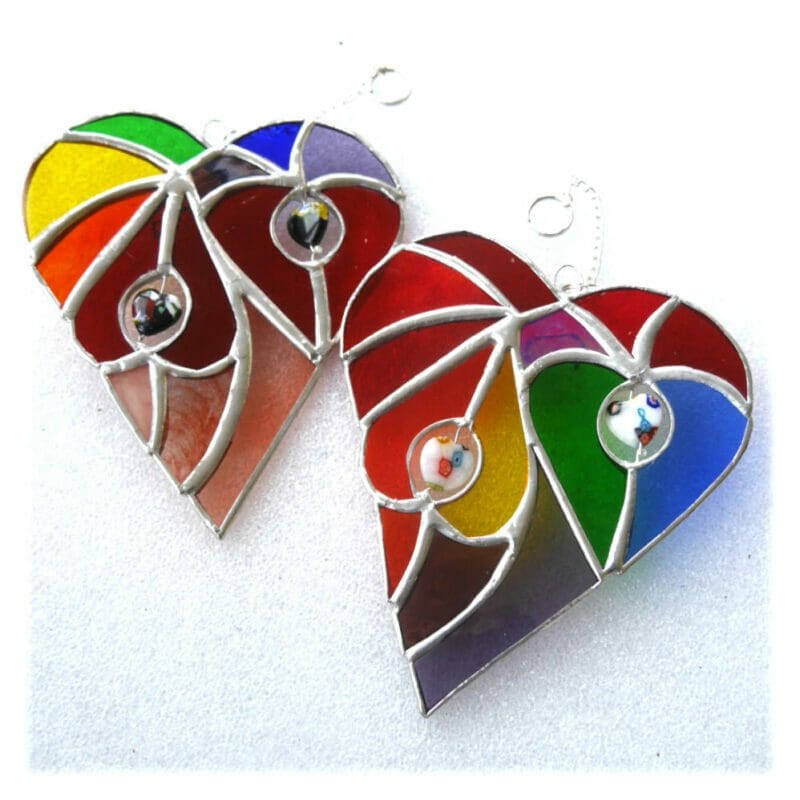 heart of hearts stained glass suncatcher rainbow