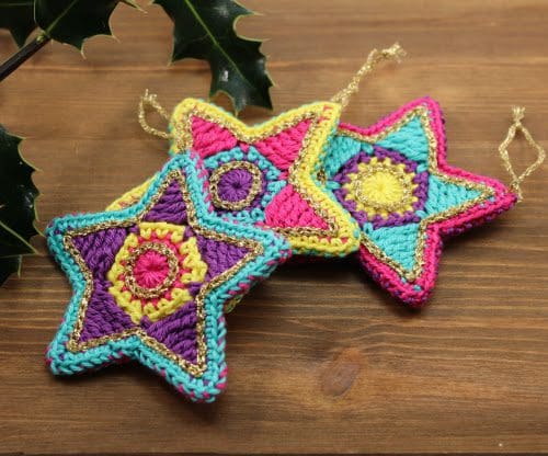 Set of 3 hanging star decorations - The British Craft House