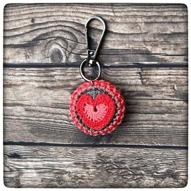 Kantha Heart Keychain Clip