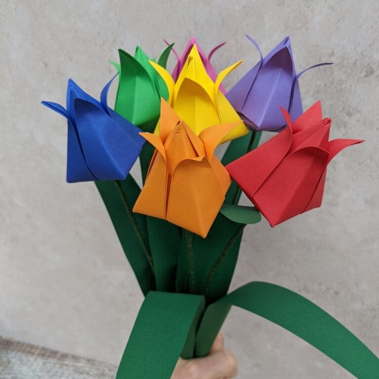 Origami paper tulips, Spring flowers bouquet | The British Craft House