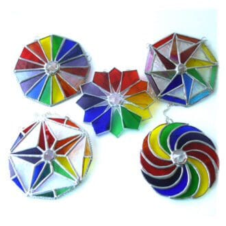 Rainbow stained glass suncatcher crystal swirl windmill crystal octagon pentagon star