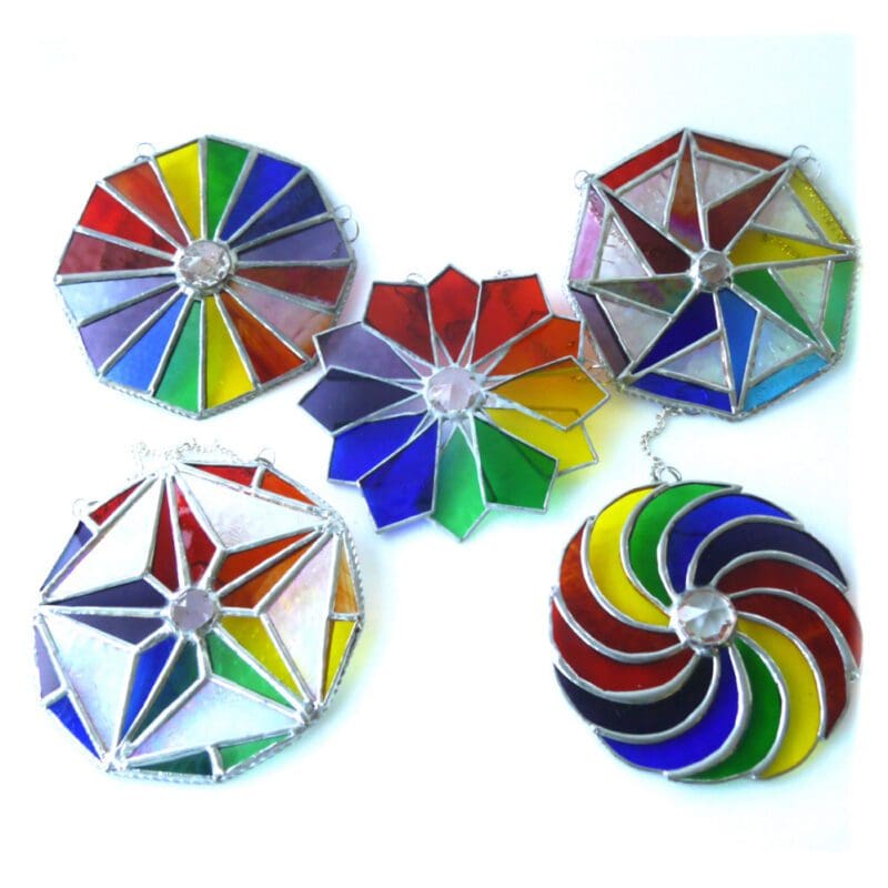 Rainbow stained glass suncatcher crystal swirl windmill crystal octagon pentagon star
