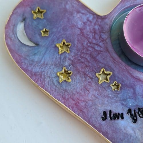 Tealight-holder-heart-resin-purple-gold