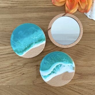 turquoise wave pocket mirror