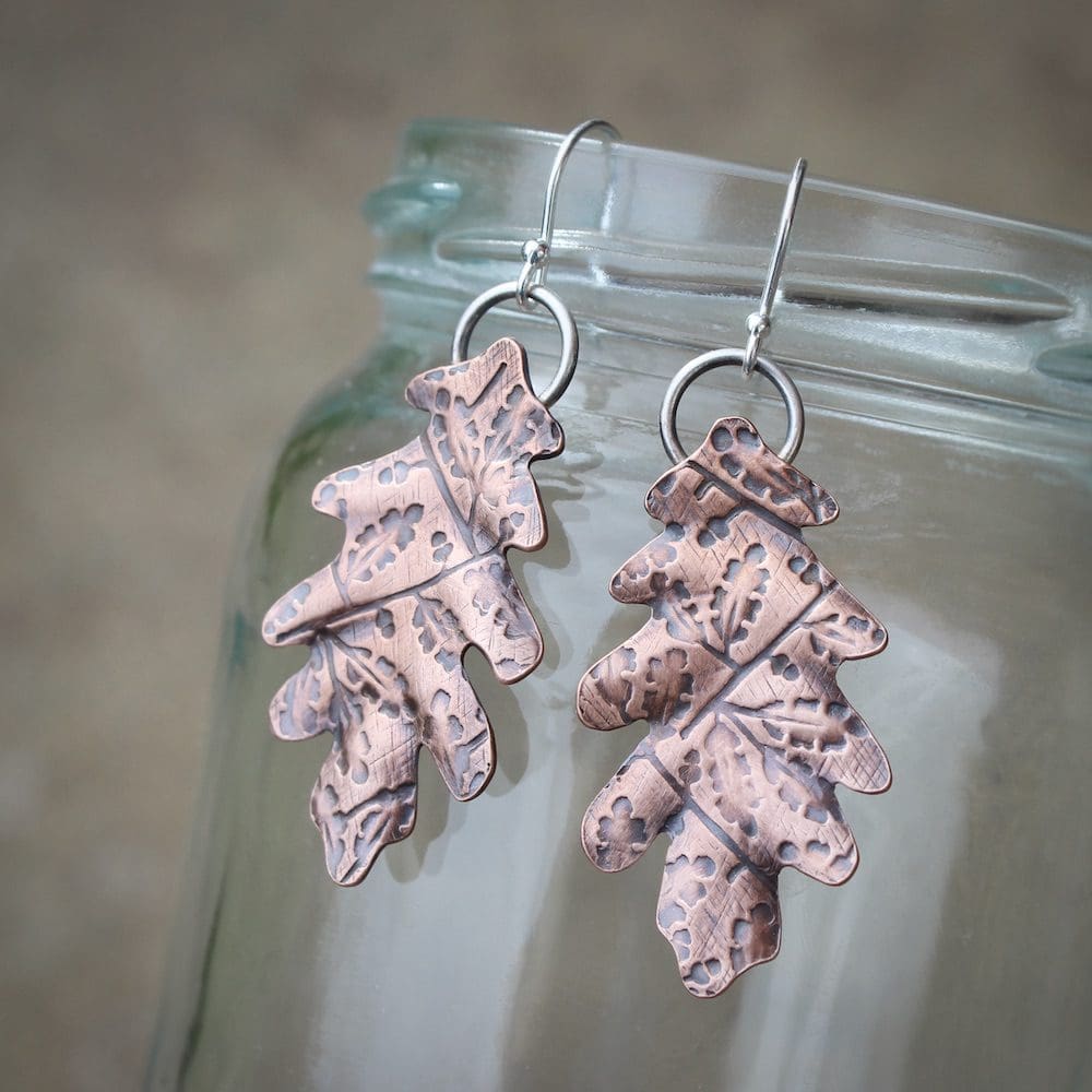 Silver drop sale leaf earrings