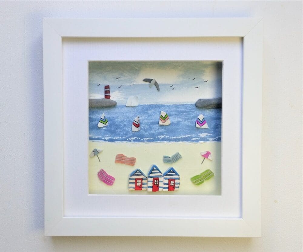 Beach Huts Coastal Wall Decor Beachcombed Framed Wall Art The British Craft House