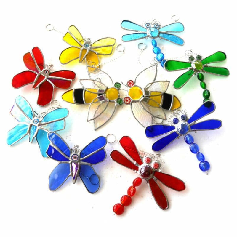 butterfly dragonfly stained glass suncatcher