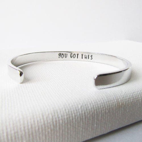 6mm aluminium bracelet with the words 'you got this' hand-stamped inside