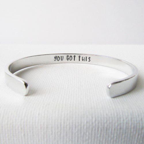 6mm aluminium bracelet with the words 'you got this' hand-stamped inside
