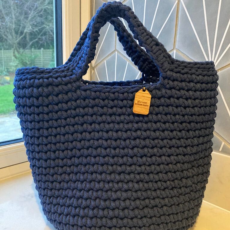 Navy Crochet Bag, Crochet Handbag - The British Craft House