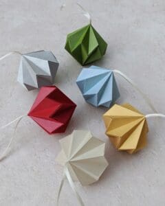 Set of 3 origami diamond Christmas paper baubles - The British Craft House