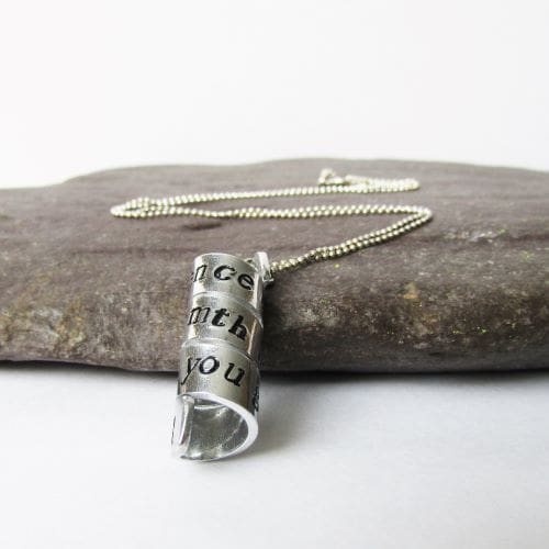 personalised aluminium hidden message on a spiral bead necklace
