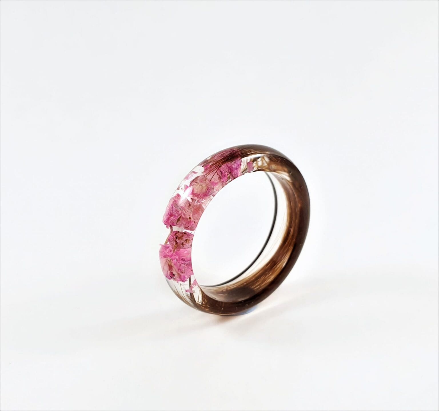 Lock of Hair Keepsake Ring with Real Pink Baby's Breath Flowers The