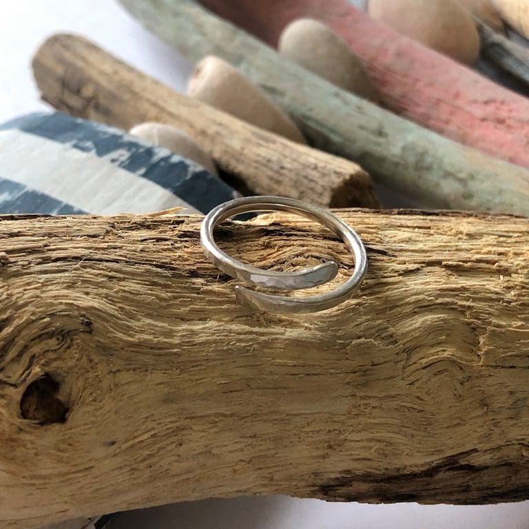 Recycled Silver Hammered Wrap Ring