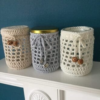 Crochet cover on glass jar
