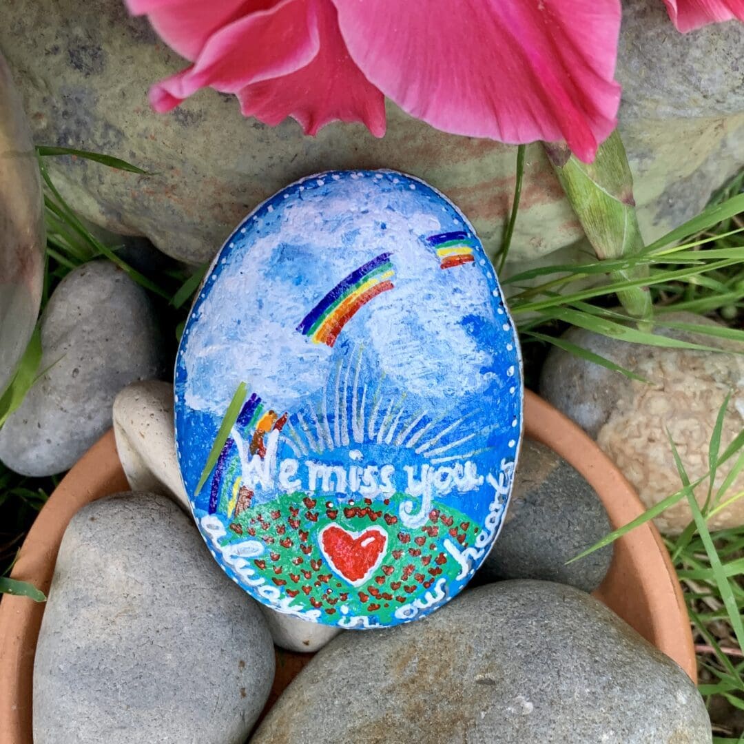 Painted Stone, Healing Gift, Rock Painting, Pebble Art, Hand Painted Tree,  Get Well Gift, Meditation Stone, Healing Rock, Black Silver Stone