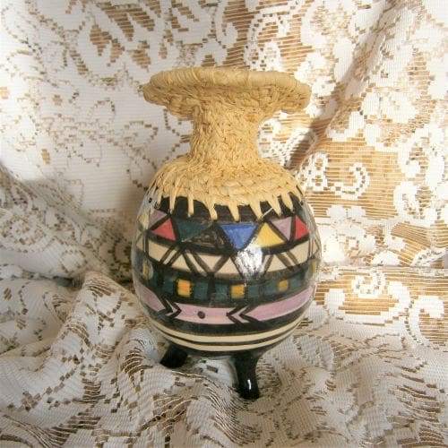 ceramic & Raffia vase Ndebele