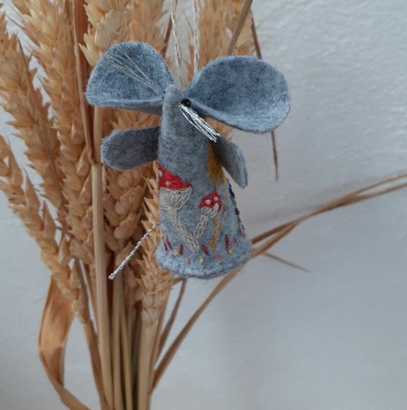 autumn Embroidered Felt Mouse Decoration