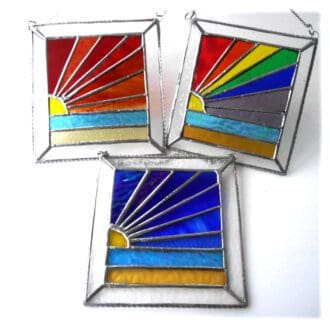 beach suncatcher stained glass sunset blue sky rainbow