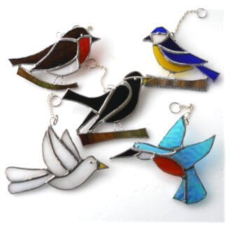 bird stained glass suncatcher robin bluetit dove blackbird kingfisher