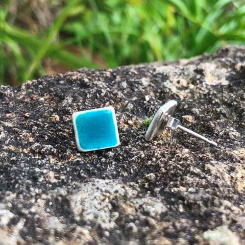 Square-Silver-Turquoise-Blue-Green-Stud-Earrings