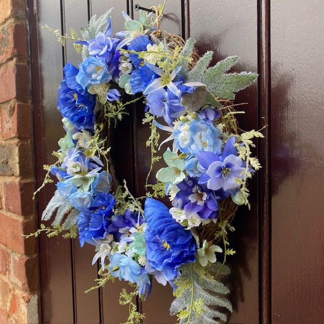 Blue-floral-front-door-wreath