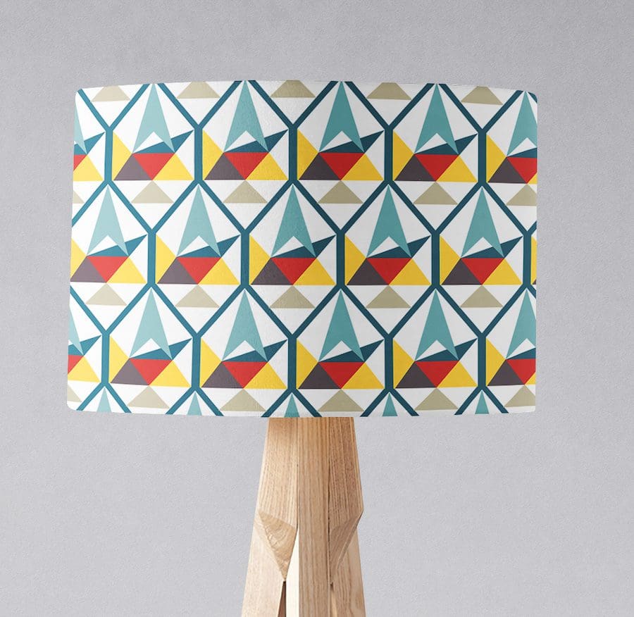 Red and Teal Hexagon Lampshade