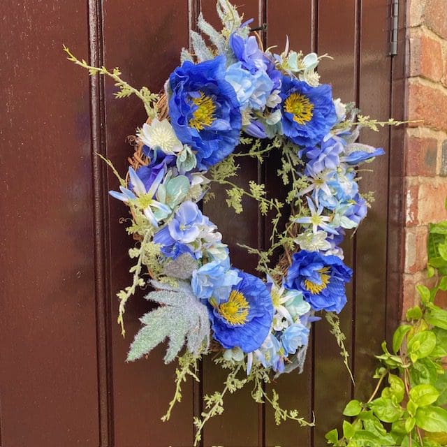 Blue-floral-front-door-wreath