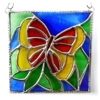 vibrant butterfly framed picture stained glass suncatcher
