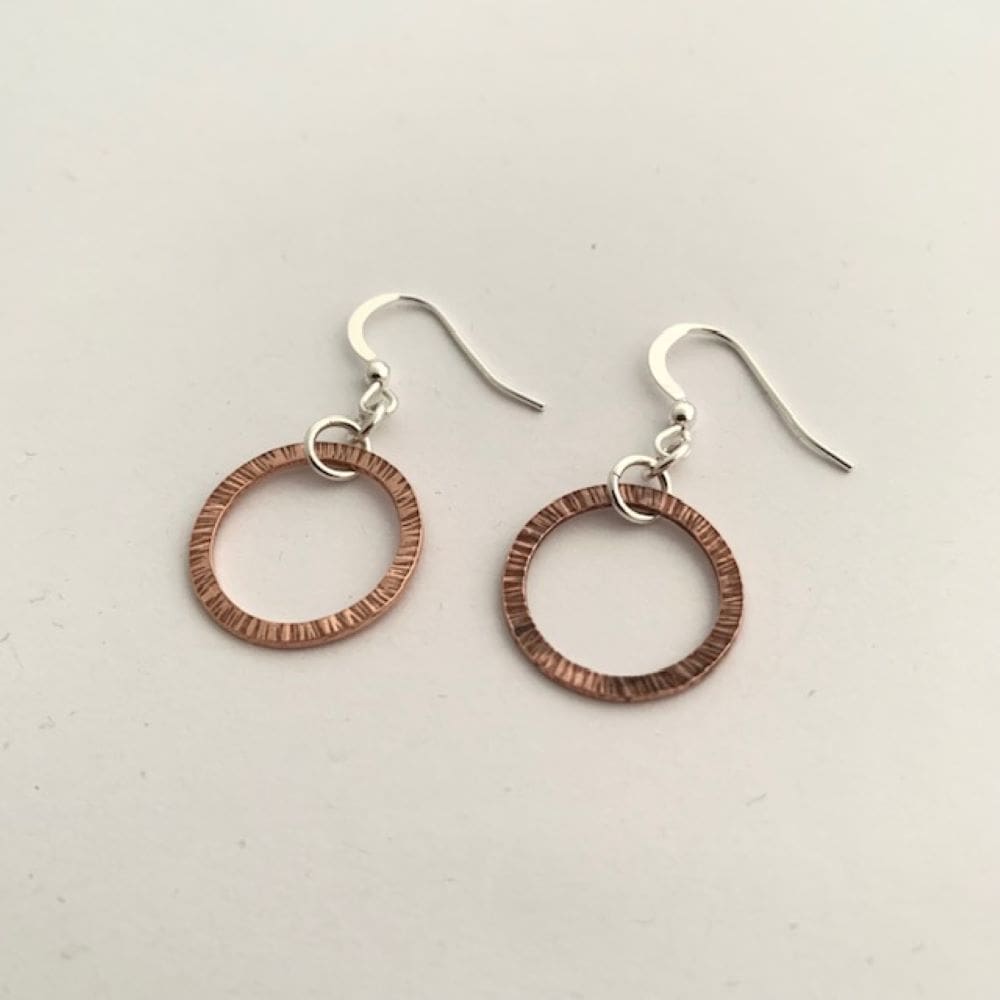 Copper Hoop drop earrings