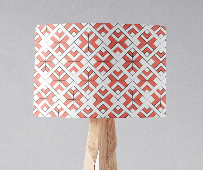 Coral and White Lampshade