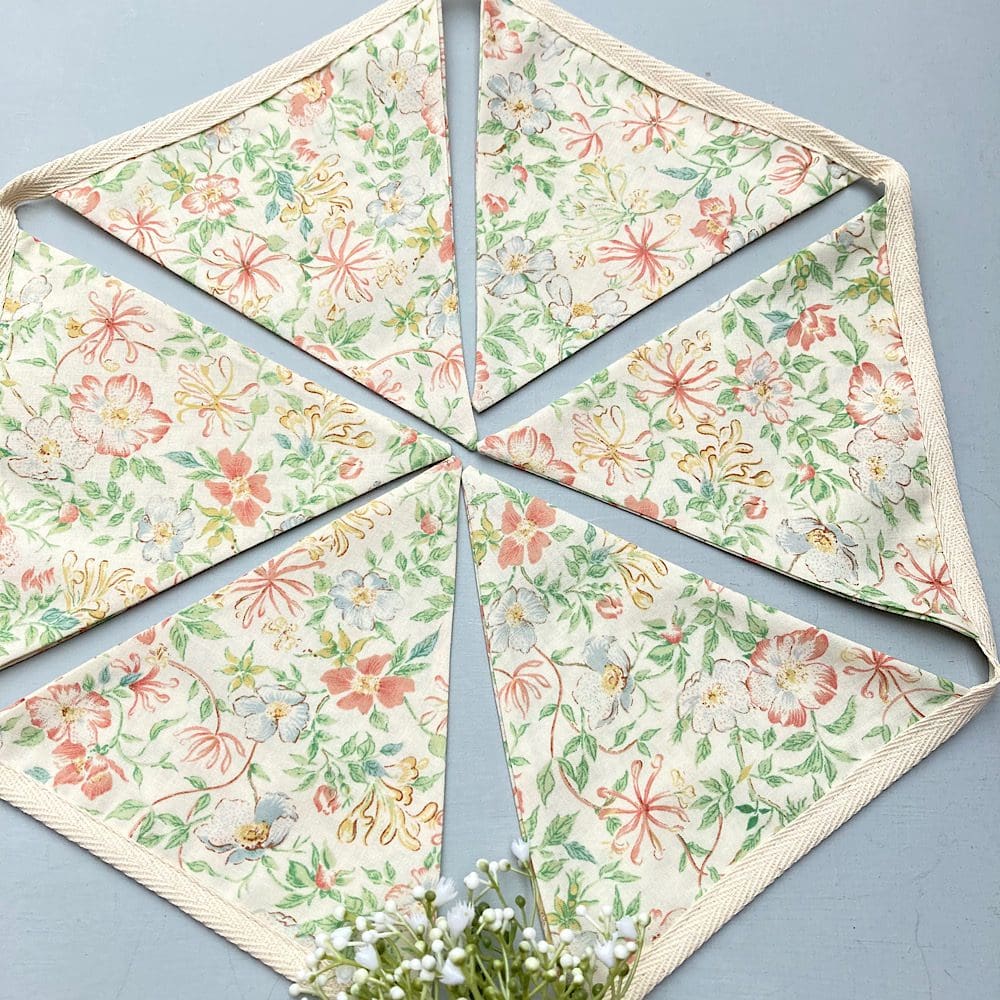 Country garden floral fabric bunting
