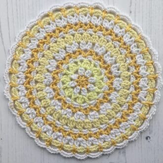 Crochet yellow cotton mandala style mat