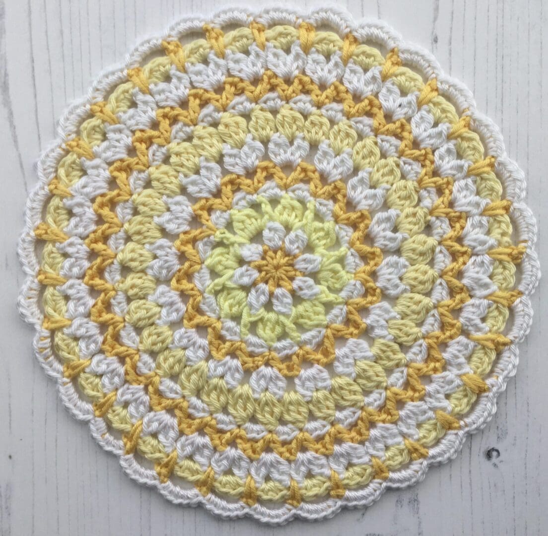Crochet yellow cotton mandala style mat