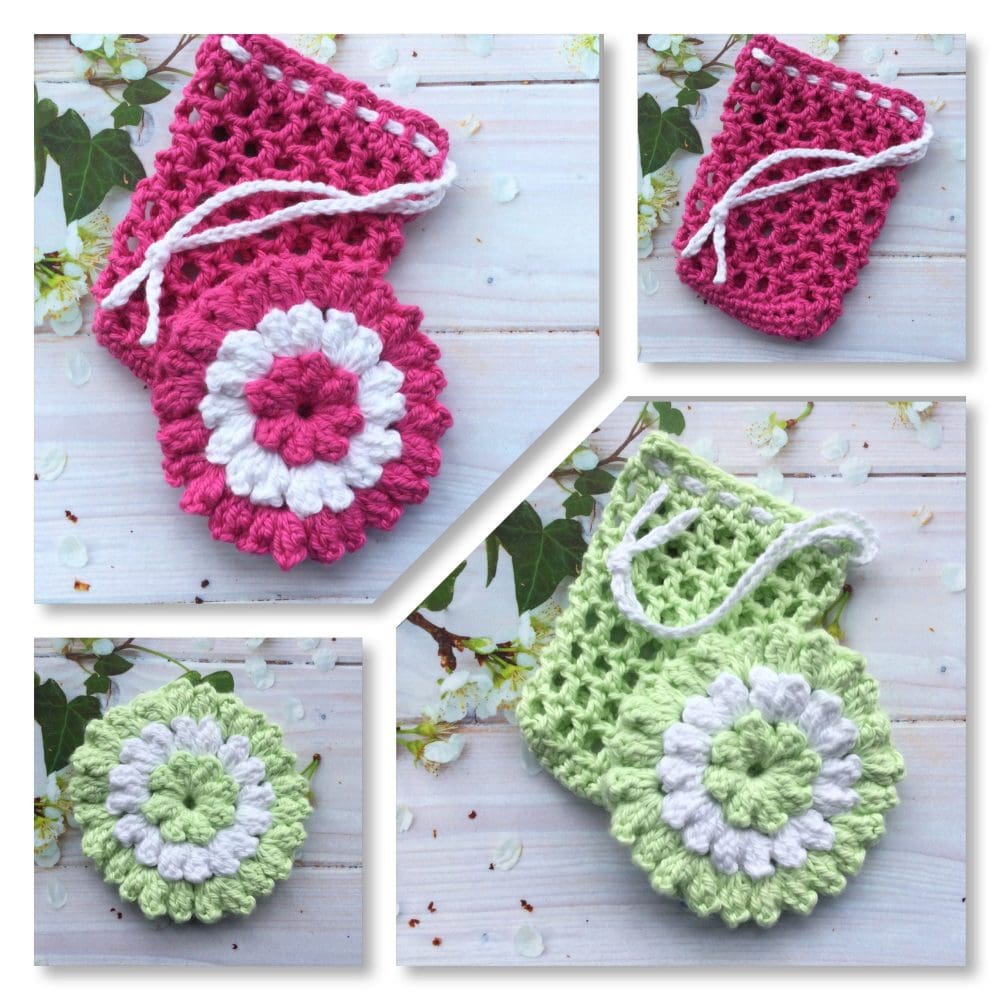 Crochet soap sack and scrubby set
