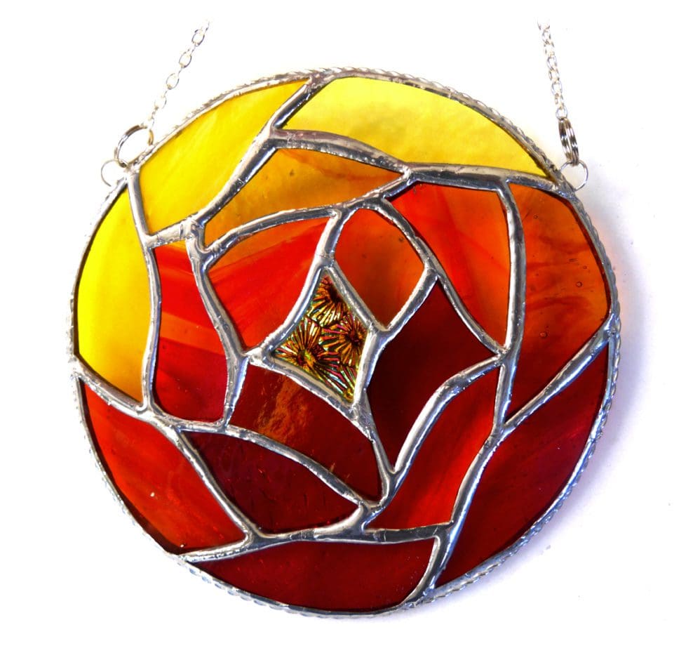 Autumn Leaf Suncatcher Stained Glass FireBall Handmade British