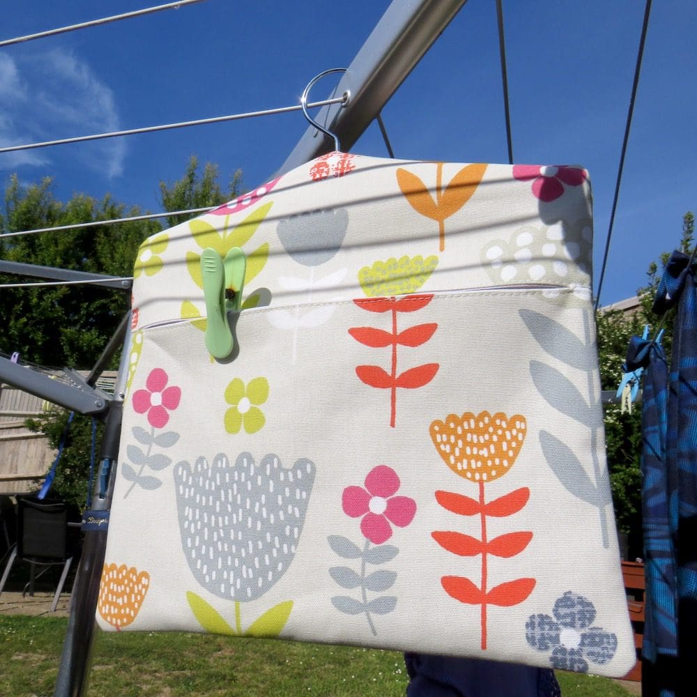 Peg bag in a contemporary floral fabric